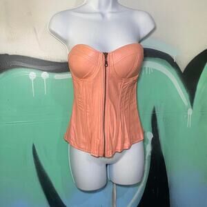 y2k coral bustier corset top